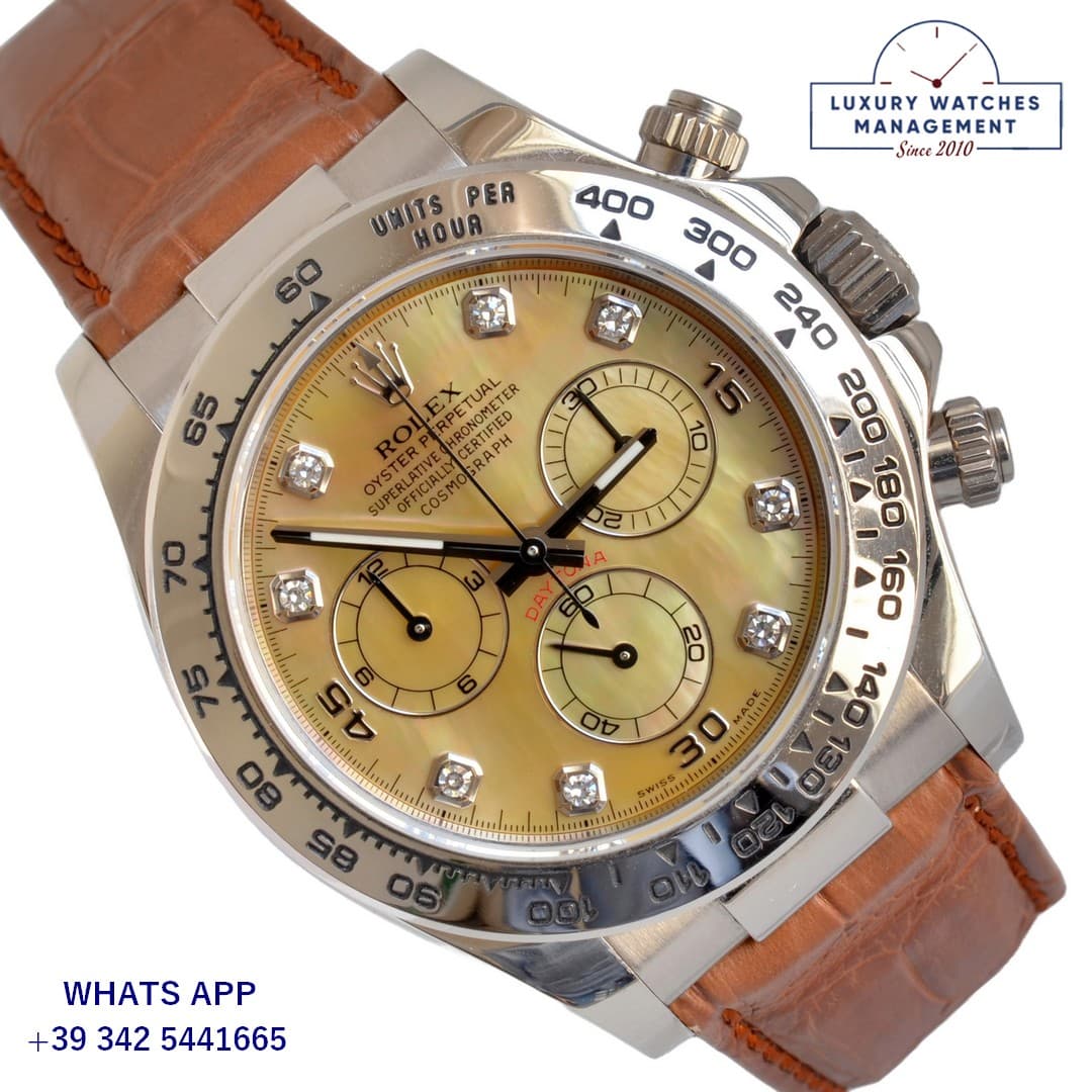 ROLEX DAYTONA Daytona 116519 Factory yellow M.O.P. diamonds dial Full Set 2005's