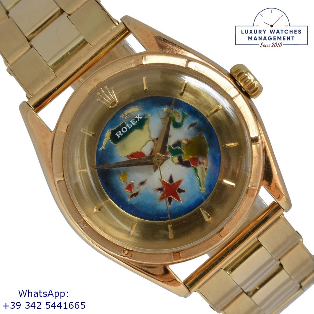 ROLEX OTHER Bubbleback 6085 Cloisonné Enamel “Neptune with Two Americas” 1951’s