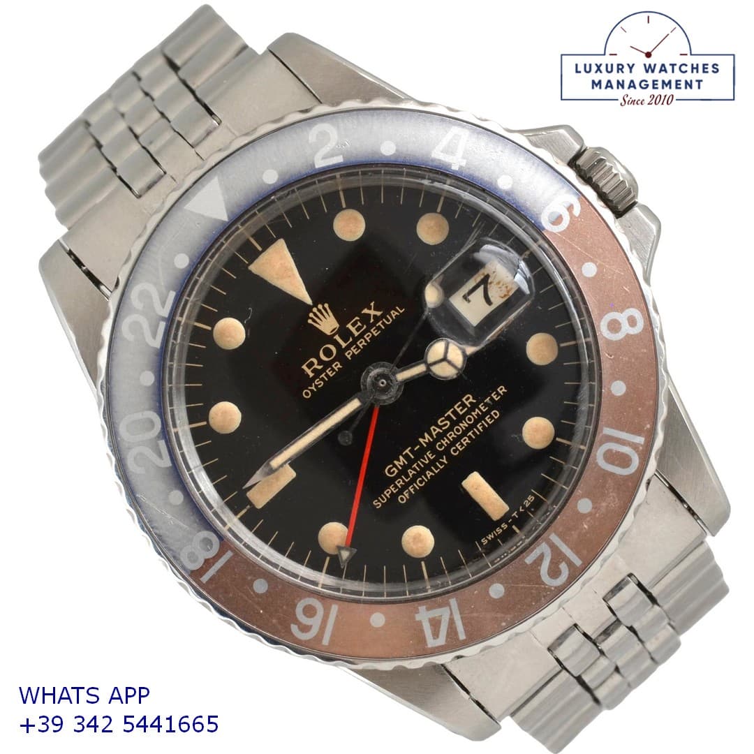 ROLEX GMT-MASTER GMT Master 1675 black glossy dial gilt graphics 1966’s