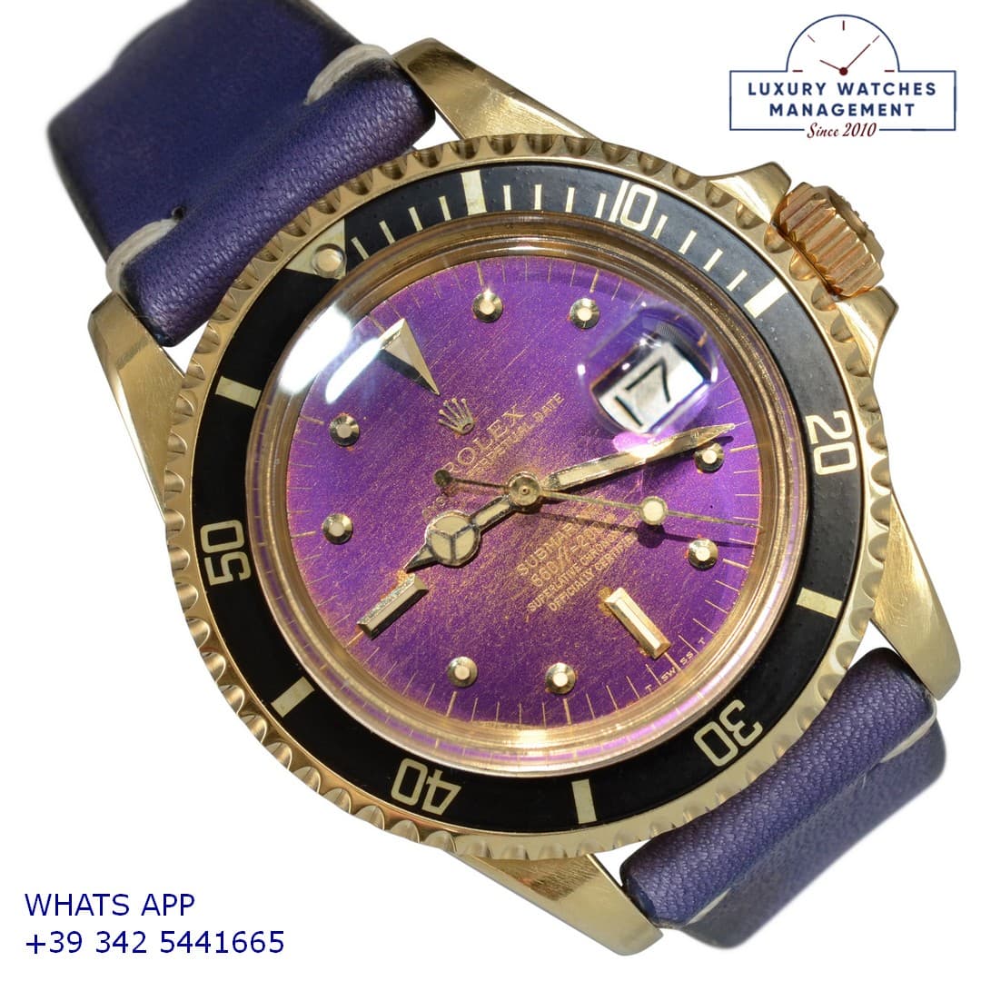 ROLEX SUBMARINER Submariner Date 1680/8 Tropical purple dial yellow gold 18KT Full Set
