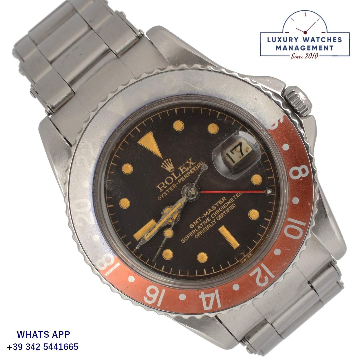 ROLEX GMT-MASTER GMT Master 1675 Cornino PCG chocolate gilt dial 1960