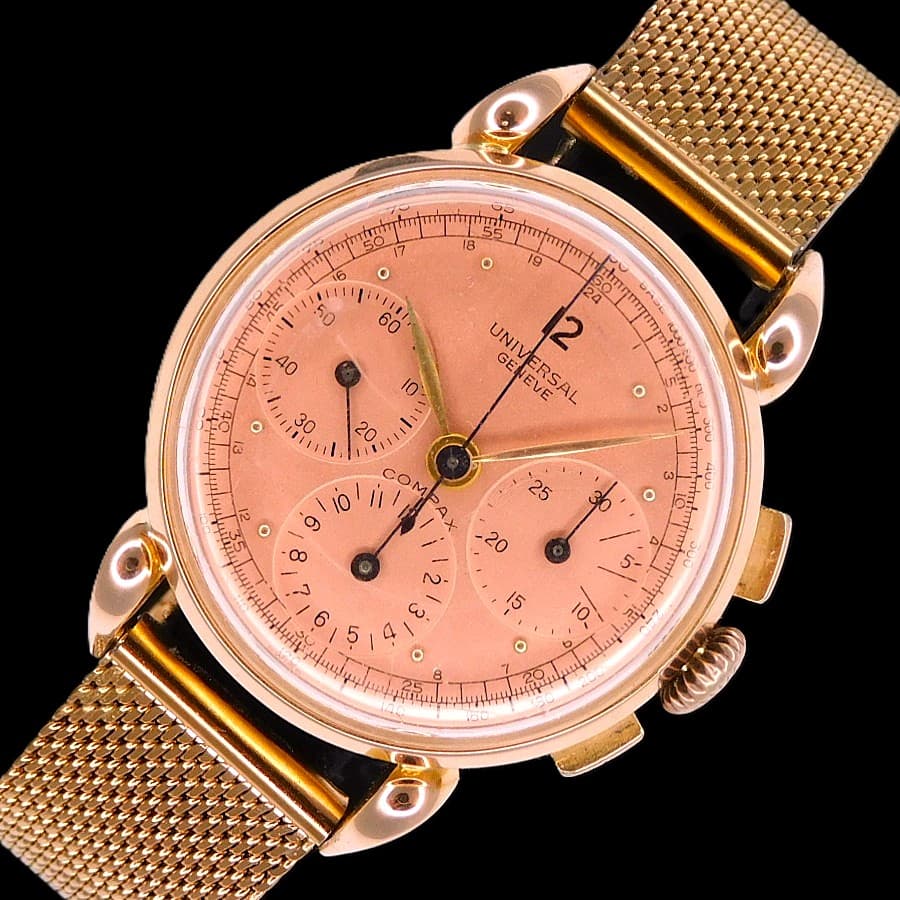 UNIVERSAL GENEVE COMPAX MODEL COMPAX 18K SOLID RED GOLD BIG HORN LUG Cal.283