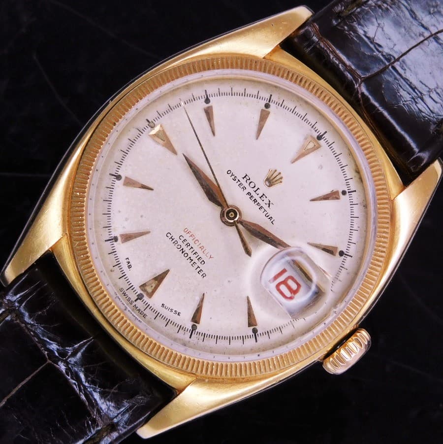 ROLEX DATEJUST Oyster Perpetual "W SUISSE & SWISS FREHCH IMPORT" Red Officially - 18K