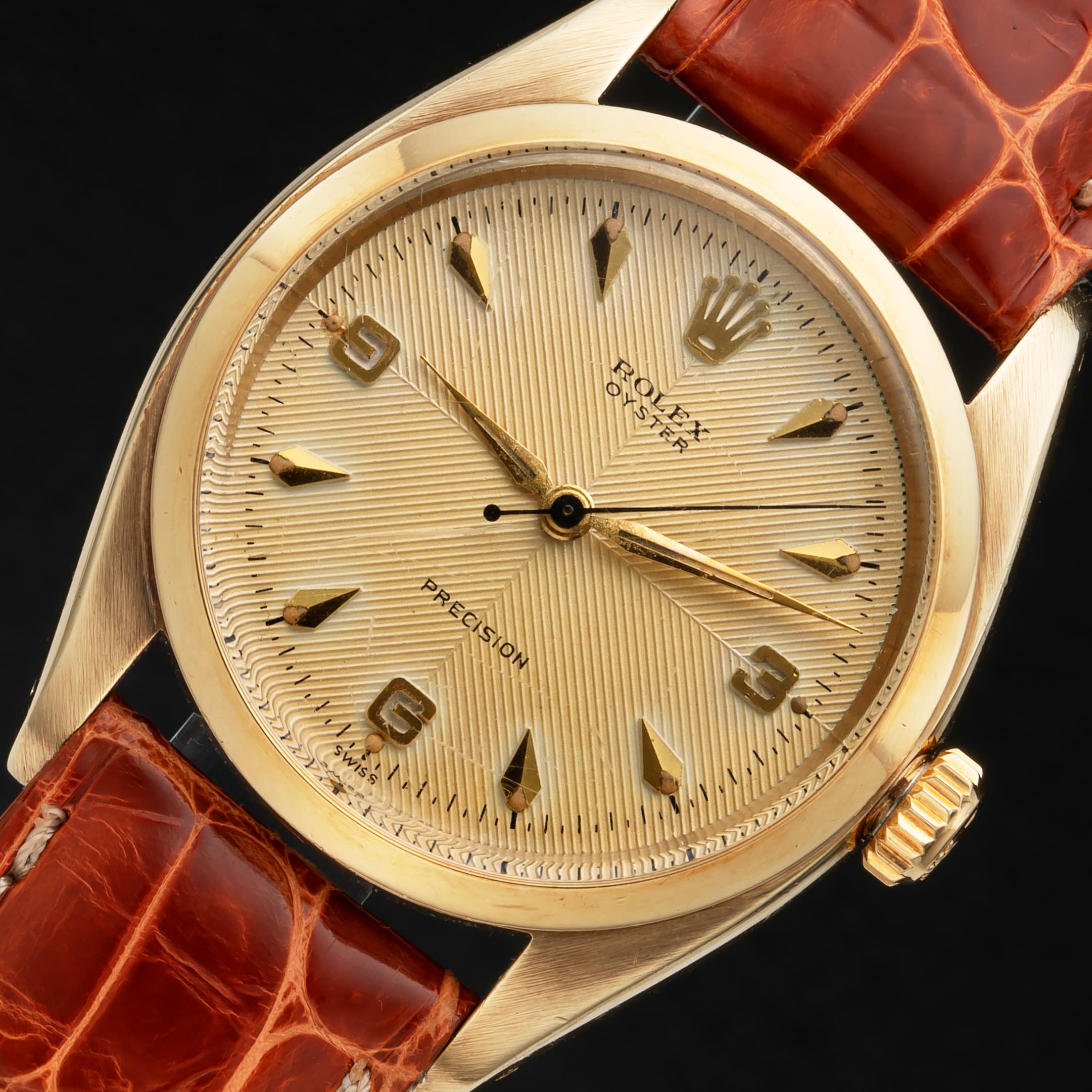 ROLEX PERPETUAL Only British Market Model, Ref.6422 9k Solid gold . Explorer Dial