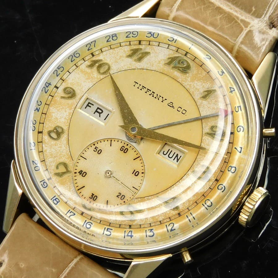 TIFFANY & CO. VINTAGE MODEL Tiffany & Co By Movado Ref.44776 Triple Calendar 14k Solid gold