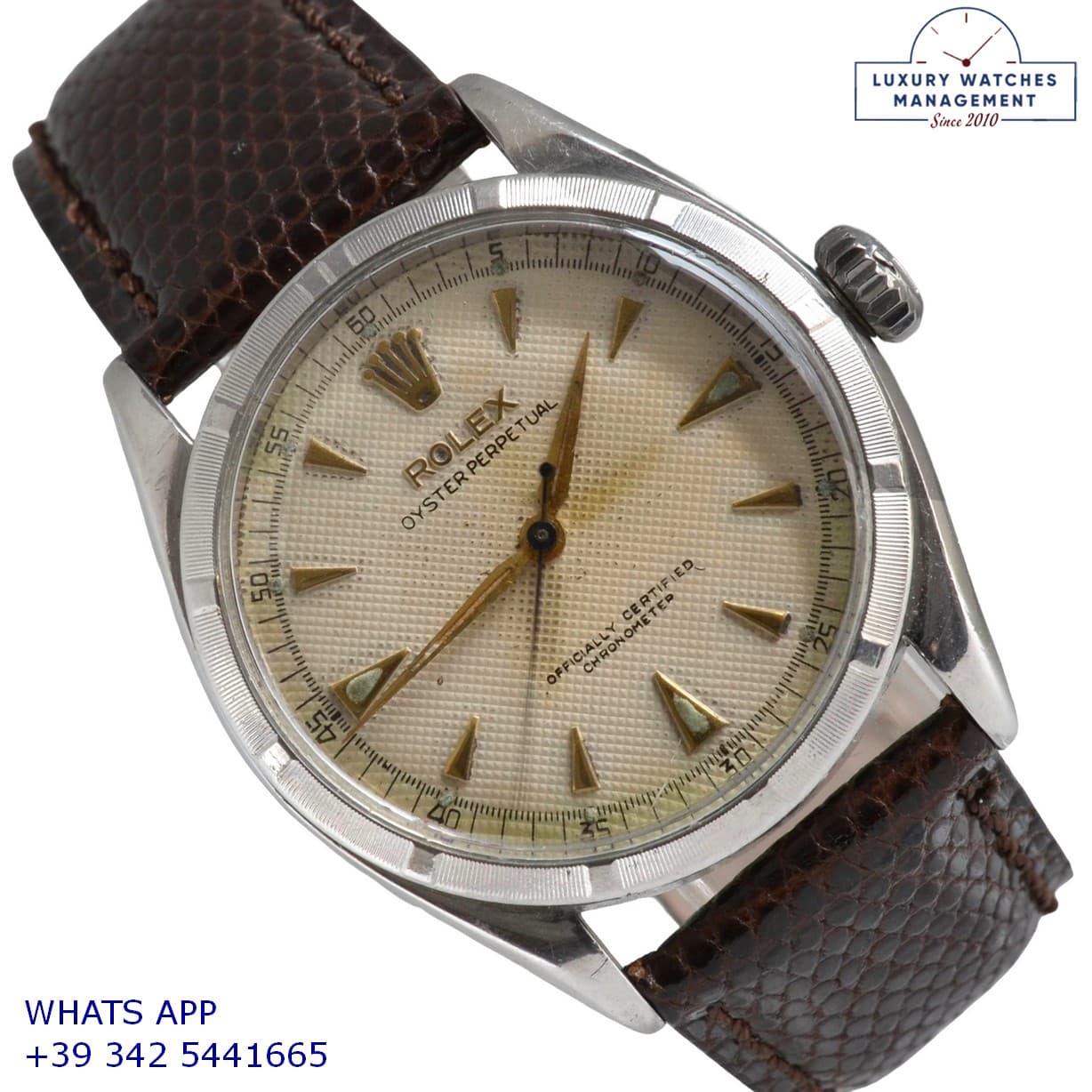 ROLEX PERPETUAL Oyster Perpetual 6285 Chronometer Ivory honeycomb dial 1954