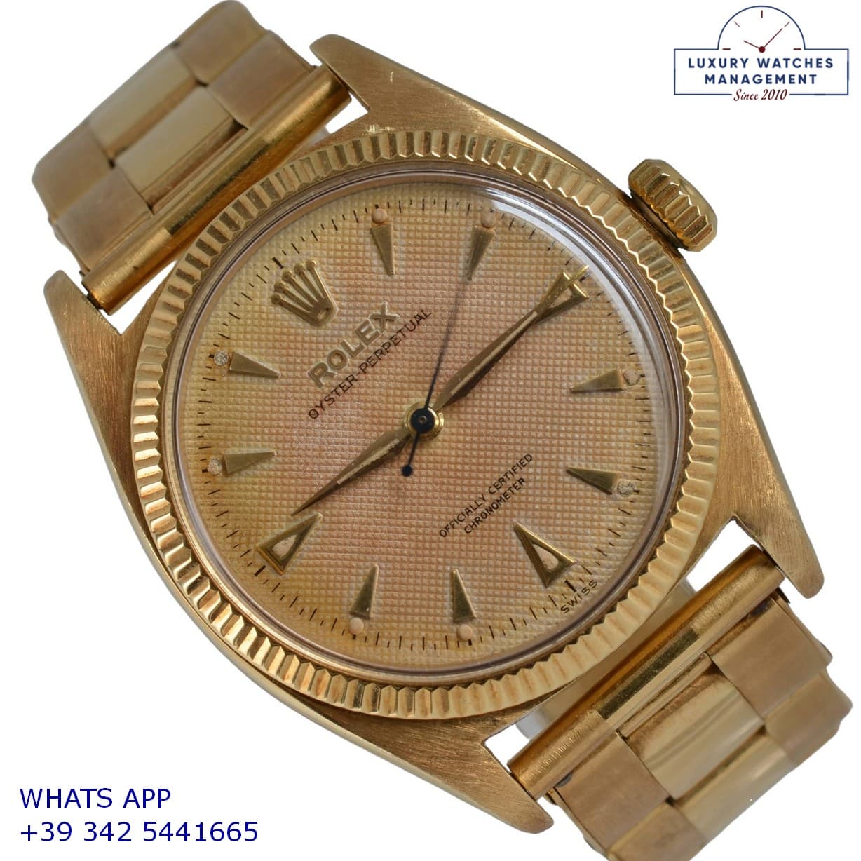 ROLEX PERPETUAL Oyster Perpetual 6502 OCC Honeycomb cream dial yellow gold 18KT 1957