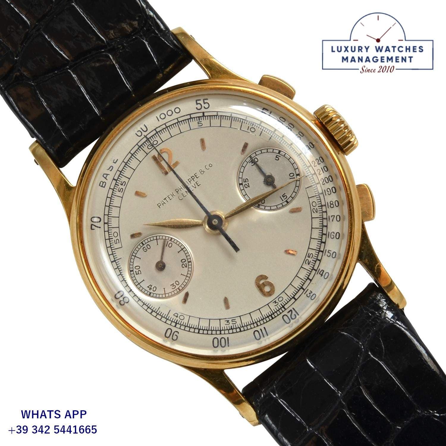PATEK PHILIPPE VINTAGE MODELS Chronograph 130 indelible silver dial yellow gold 18KT 1946's