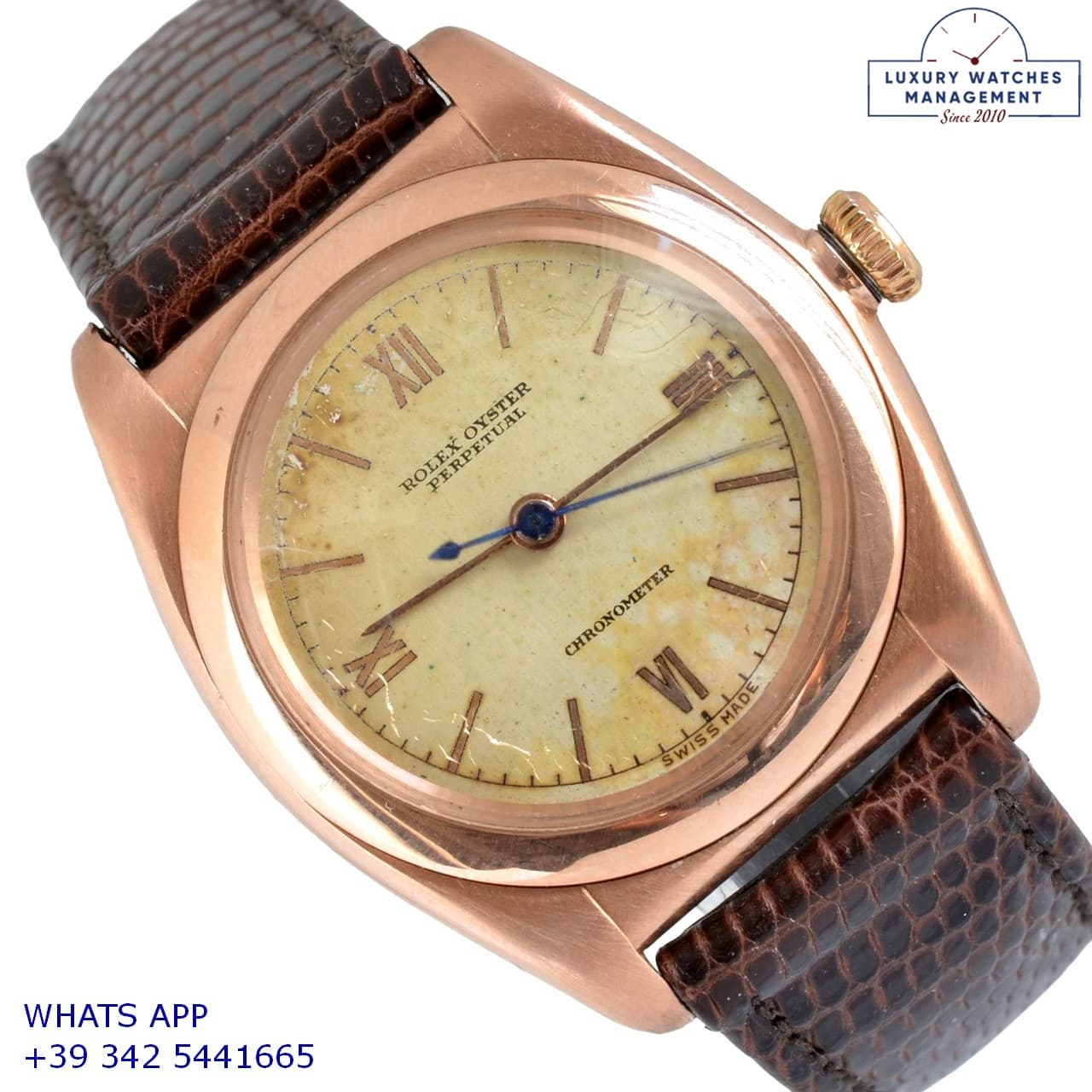 ROLEX OTHER Ovetto 3696 BubbleBack Chronometer ivory dial rose gold 18KT 1937