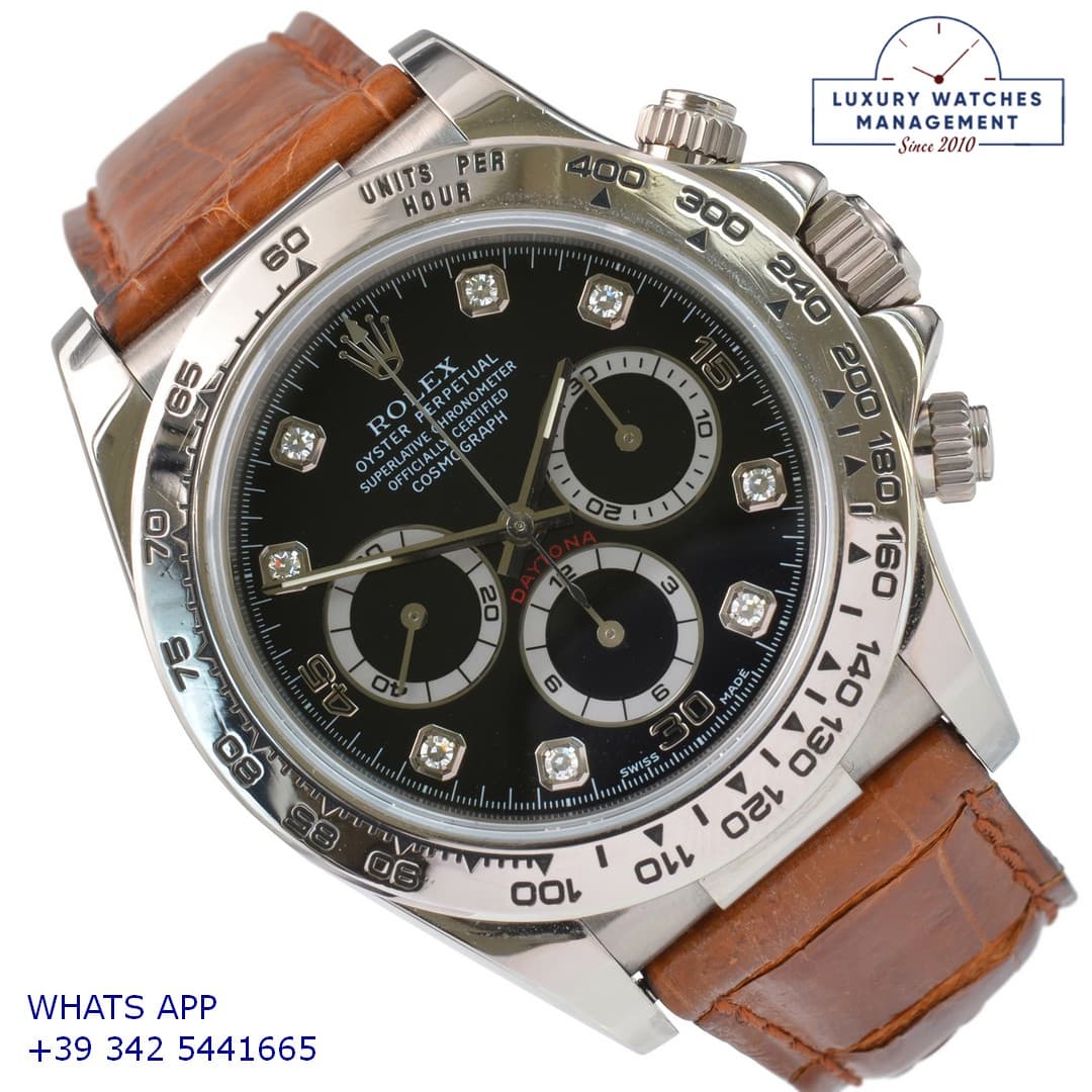 ROLEX DAYTONA Daytona 16519 Factory black diamonds dial white gold 18KT Full Set