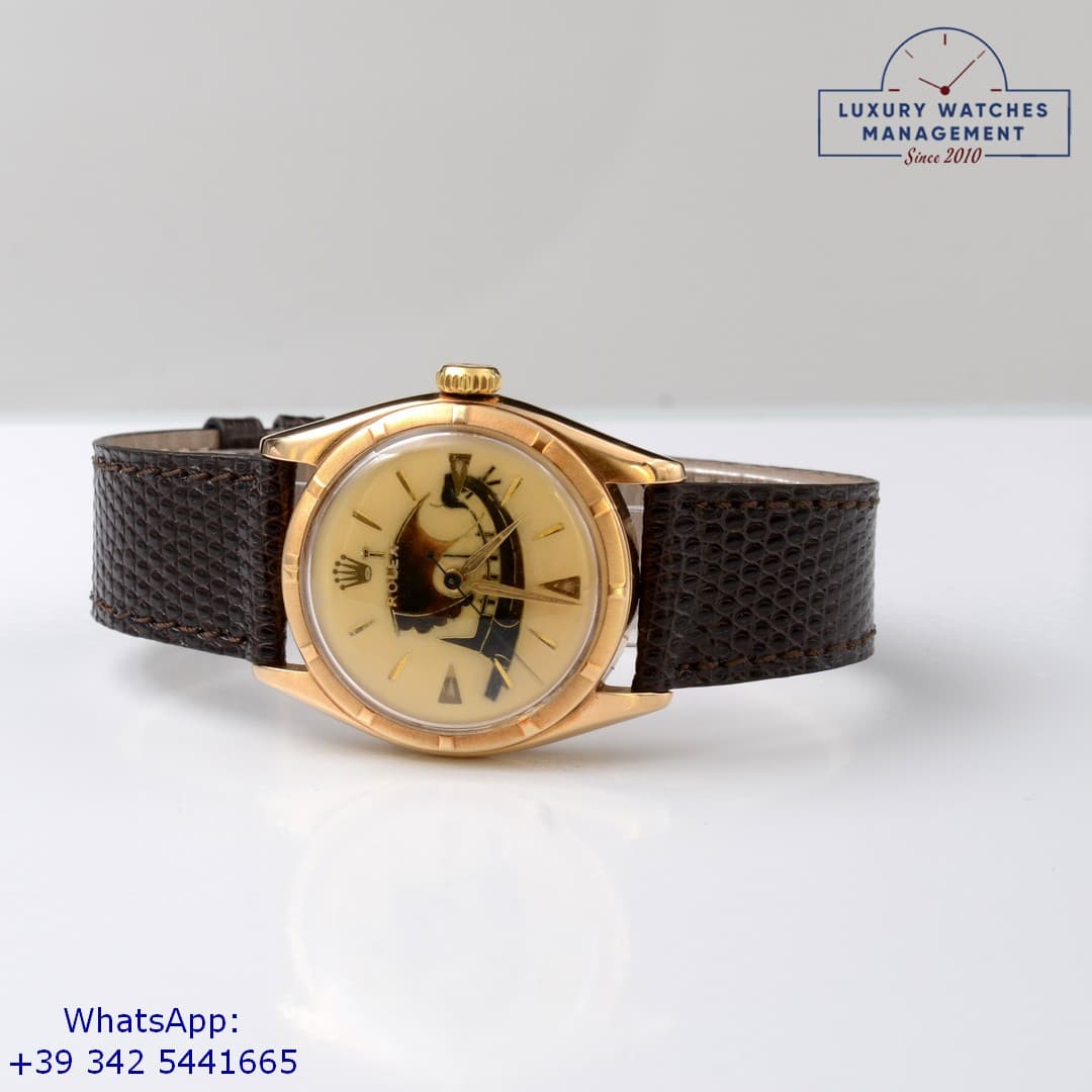 ROLEX OTHER Bubbleback 6085 Cloisonné Enamel Viking Ship dial 1951’s