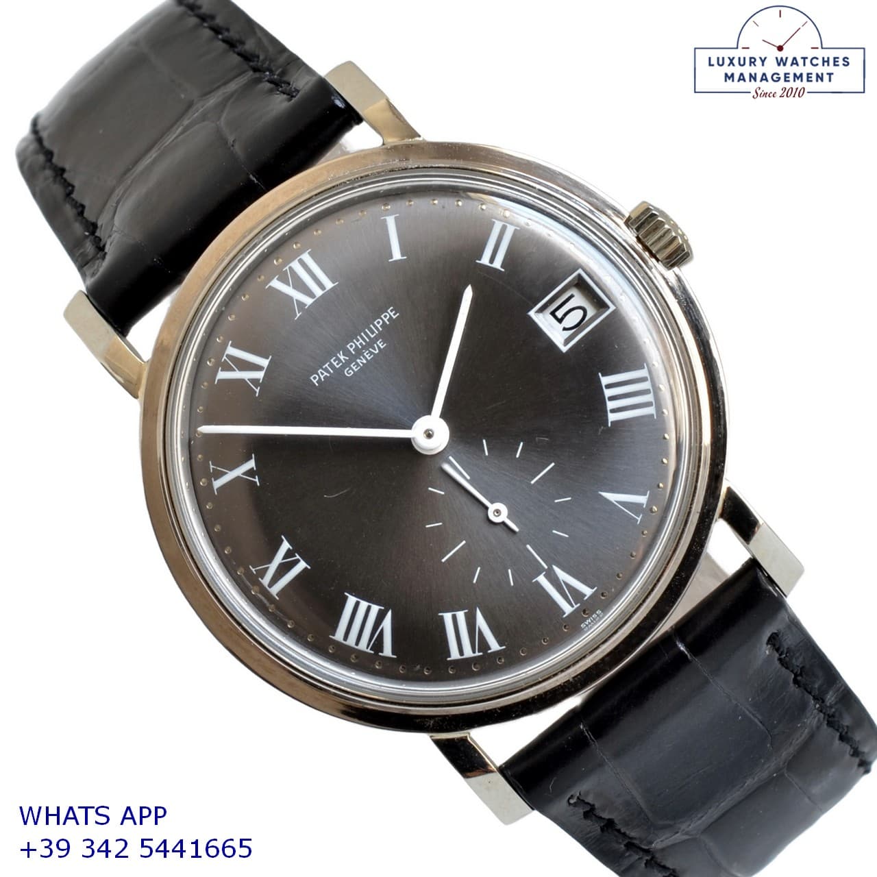 PATEK PHILIPPE CALATRAVA Calatrava Date 3445 Oversize slate grey dial white gold 18KT 1967's
