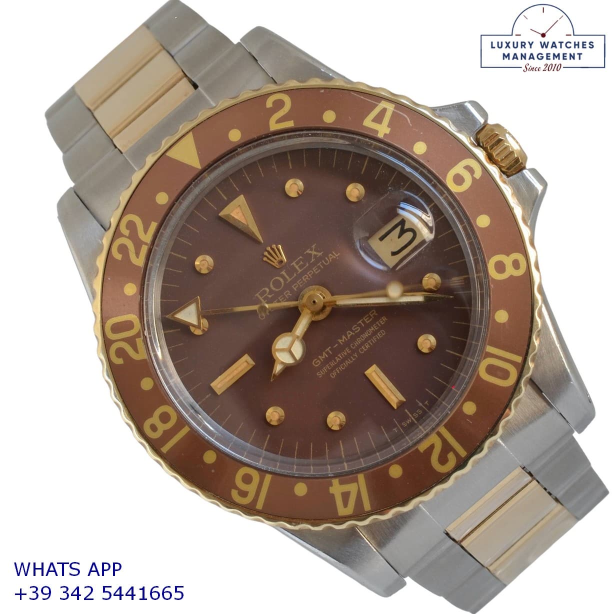 ROLEX GMT-MASTER GMT Master 1675 Tiger Eye nipple brown dial Rootbeer bezel 1973