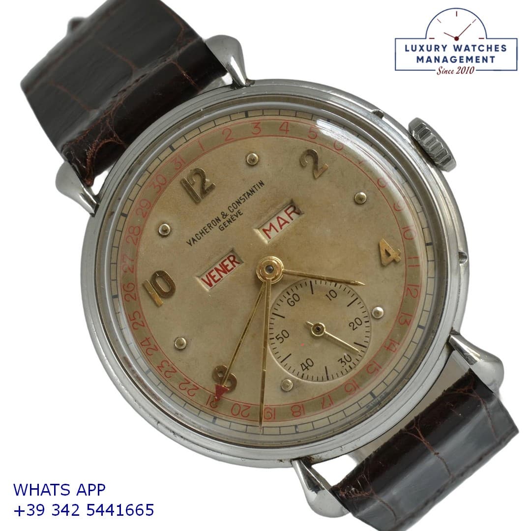 VACHERON CONSTANTIN HISTORIQUES Historiques Triple Calendar 4241 steel grenè Ivory dial very rare 1943