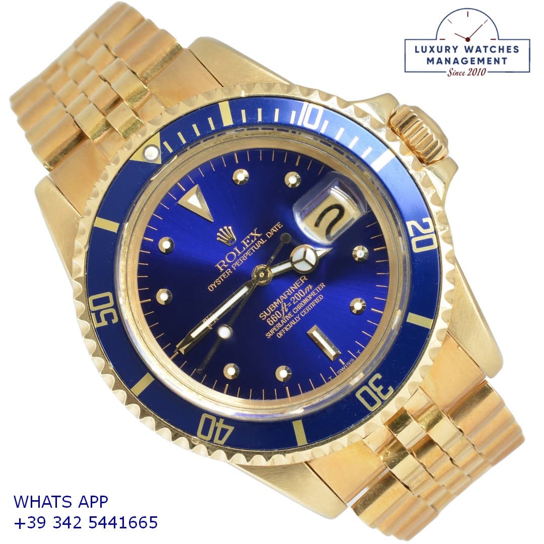 ROLEX SUBMARINER Submariner Date 1680/8 blue dial yellow gold 18KT TOP Condition 1977's